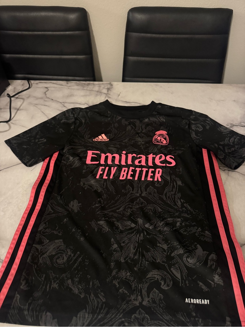 Adidas Real Madrid 2020/21 Away Jersey Black Pink Youth 11-12Y